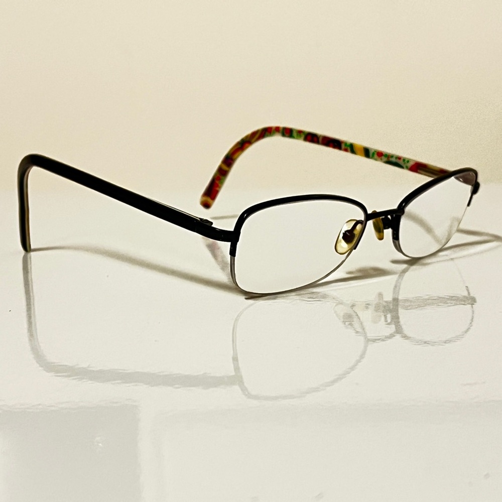 VERA BRADLEY Viva La Vera EYEGLASSES FRAMES 50-18-135 HALF-RIM BLK METAL FLORAL